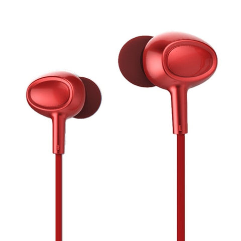 3.5Mm Wired Headphone In Ear Stereo Music Headset Smart Phone Earphone Hands Free With Microphone Line Control Red