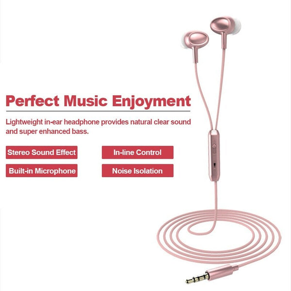 3.5Mm Wired Headphone In Ear Stereo Music Headset Smart Phone Earphone Hands Free With Microphone Line Control Silver