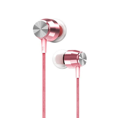 3.5Mm Wired Headphone In Ear Stereo Music Headset Smart Phone Earphone Metal Earpiece Hands Free With Microphone Line Control Rose Gold