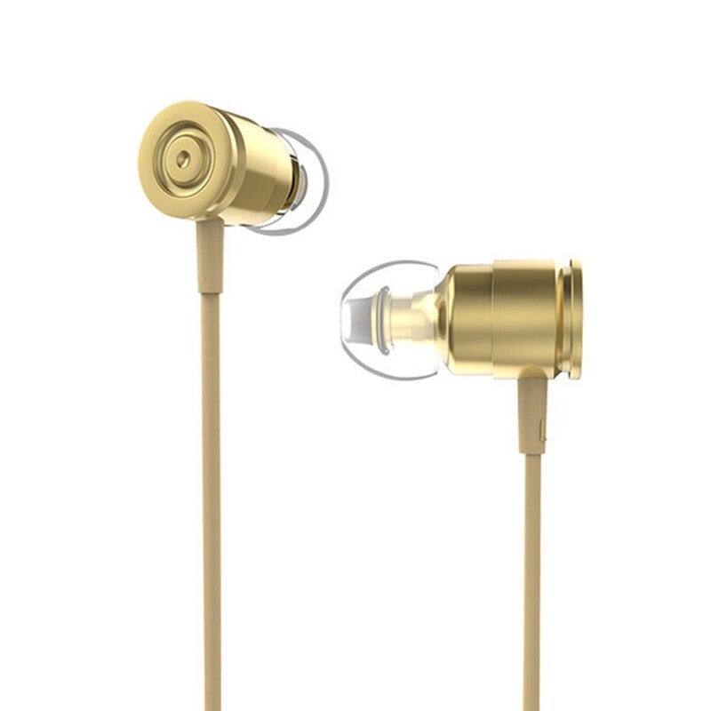 3.5Mm Wired Headphones In Ear Headset Stereo Music Smart Phone Earphone Metal Earpiece Line Control Hands Free With Microphone Gold Wired Earphones