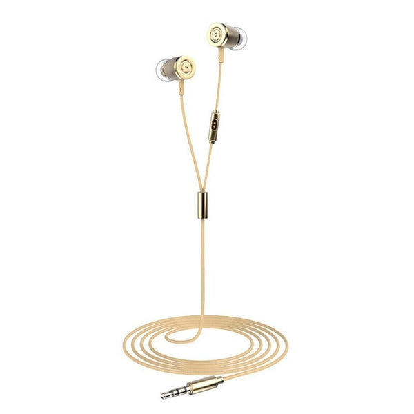3.5Mm Wired Headphones In Ear Headset Stereo Music Smart Phone Earphone Metal Earpiece Line Control Hands Free With Microphone Gold Wired Earphones