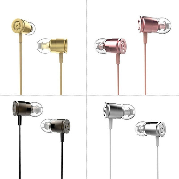 3.5Mm Wired Headphones In Ear Headset Stereo Music Smart Phone Earphone Metal Earpiece Line Control Hands Free With Microphone Gold Wired Earphones