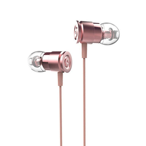 3.5Mm Wired Headphones In Ear Headset Stereo Music Smart Phone Earphone Metal Earpiece Line Control Hands Free With Microphone Rose Gold