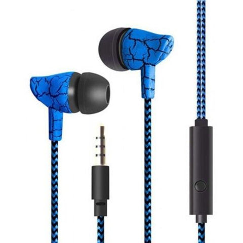 3.5Mm Wired Headset Super Bass Sport Earphone Crack Earbud Ocean Blue