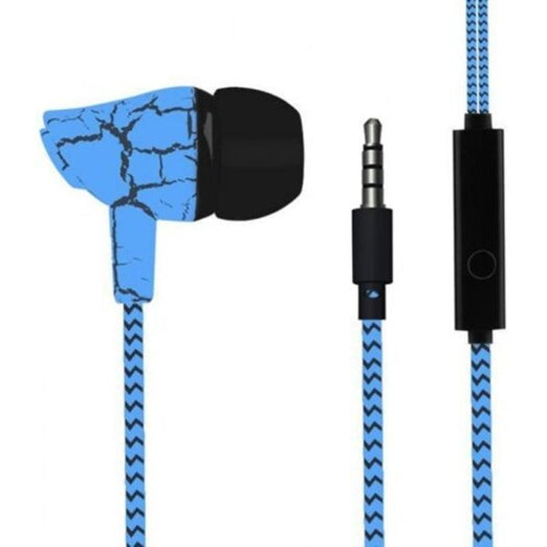 3.5Mm Wired Headset Super Bass Sport Earphone Crack Earbud Ocean Blue