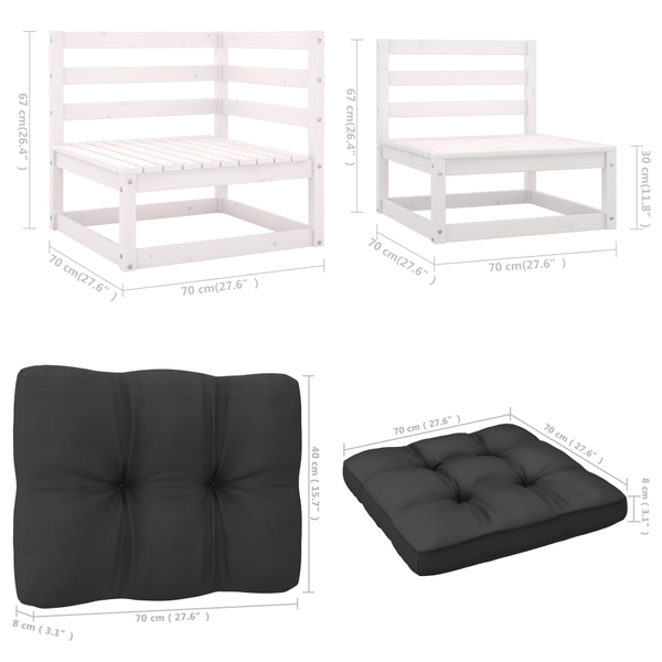 3 Seater Garden Sofa With Cushions Solid Pinewood Patio Furniture Sets