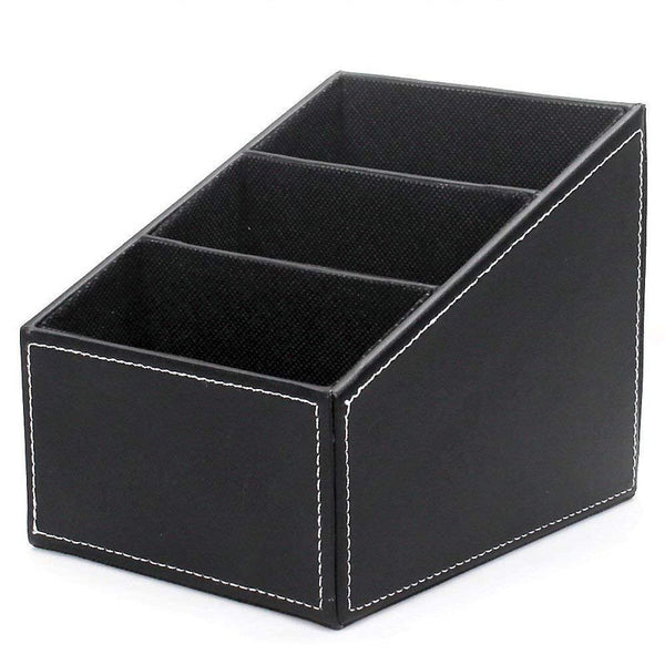 3 Compartments Pu Leather Remote Controller Holder Tv Guide Cd Organizer Caddy Stationery Pens Pencils Storage Boxes