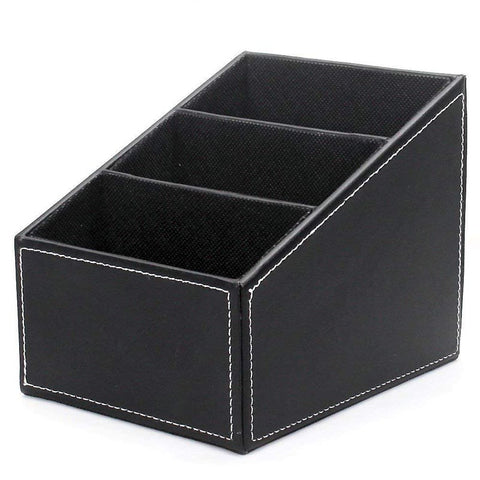 3 Compartments Pu Leather Remote Controller Holder Tv Guide Cd Organizer Caddy Stationery Pens Pencils Storage Boxes