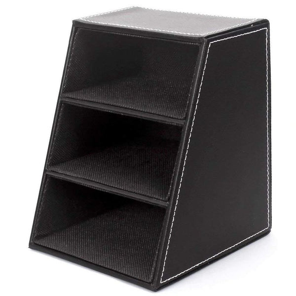 3 Compartments Pu Leather Remote Controller Holder Tv Guide Cd Organizer Caddy Stationery Pens Pencils Storage Boxes