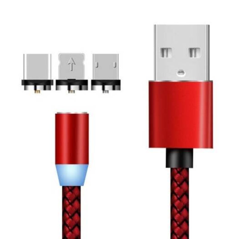 3 In 1 Fishing Net Magnetic Cable For Iphone Micro Usb Type C Charger Cables & Adapters