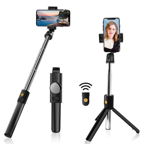 Foldable 3 In 1 Wireless Bluetooth Mini Tripod Selfie Stick With Remote Control Selfie Sticks