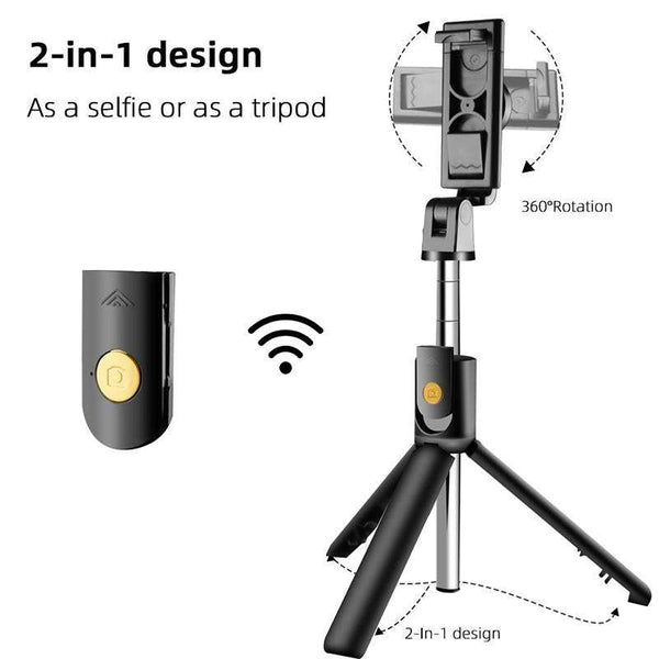 Foldable 3 In 1 Wireless Bluetooth Mini Tripod Selfie Stick With Remote Control