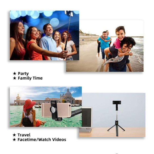 Foldable 3 In 1 Wireless Bluetooth Mini Tripod Selfie Stick With Remote Control Selfie Sticks