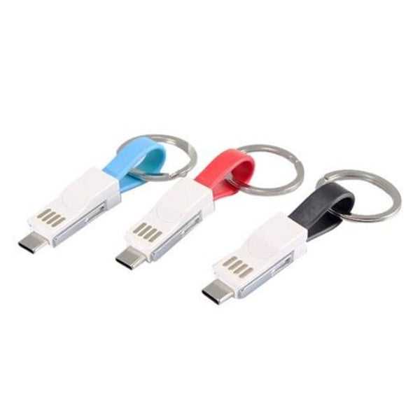 3 In 1 Keychain Magnetic Data Charge Cable For Iphone / Usb Micro Phone Red Cables & Adapters