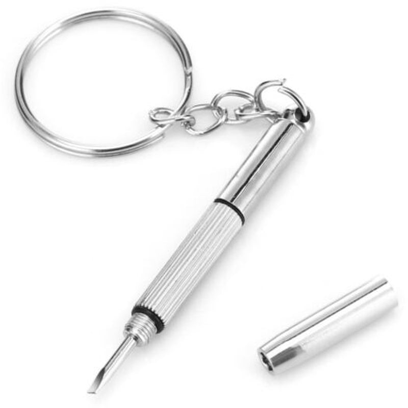 3 In 1 Keychain Screwdriver Repair Tool For Glasses Watch Silver Screwdrivers & Nutdrivers