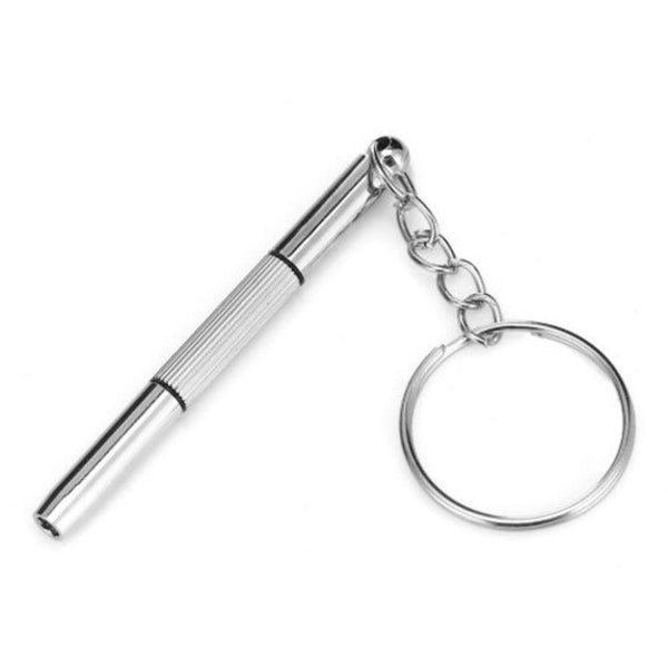 3 In 1 Keychain Screwdriver Repair Tool For Glasses Watch Silver Screwdrivers & Nutdrivers