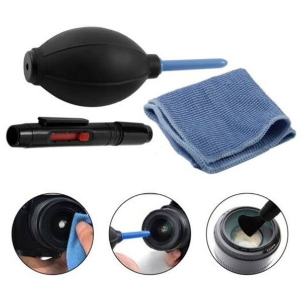 3 In 1 Lens Cleaning Cleaner Dust Pen Blower Cloth Kit For Dslr Vcr Camera Ft Graphite Black Cleaning Equipment & Kits