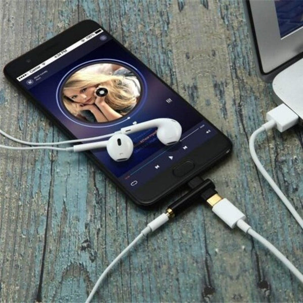 3 In 1 Type C To 3.5Mm Headphone Jack Adapter Aux Audio Splitter Converter Black Cables & Adapters