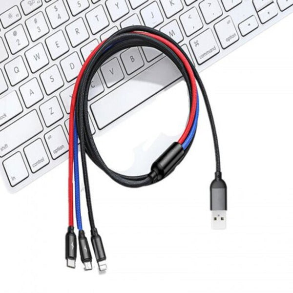 3 In 1 Usb Charger Cable Mobile Phone Wire For Iphone X 5 6 7 8 Multi Cables & Adapters