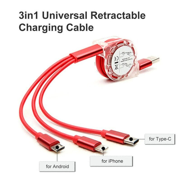 3 In 1 Usb Charging Cable Cord For Smart Phones And Ipad 1M Red Cables & Adapters