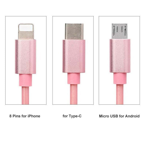 3 In 1 Usb Charging Cable Cord For Smart Phones And Ipad 1M Rose Gold