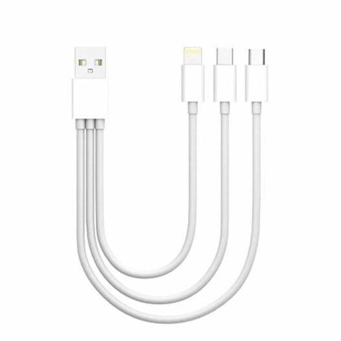 3 In 1 Usb Charging Cable For Micro / 8 Pin Type White