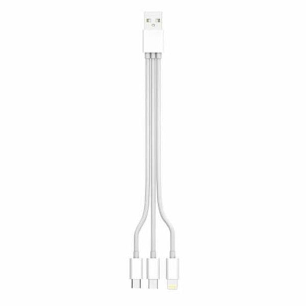 3 In 1 Usb Charging Cable For Micro / 8 Pin Type White