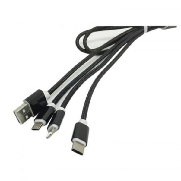 3 In 1 Usb Mobile Phone Data Cable Black Cables & Adapters