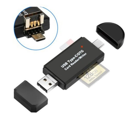 3 In 1 Usb Multi Memory Card Reader Type Android Adapter Cardreader Black Memory Card Readers & Adapters