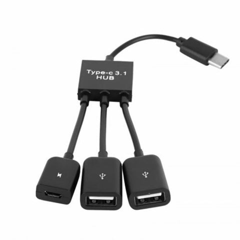 3 In 1 Usb Type C To Hub Cable Adapter Black Cables & Adapters