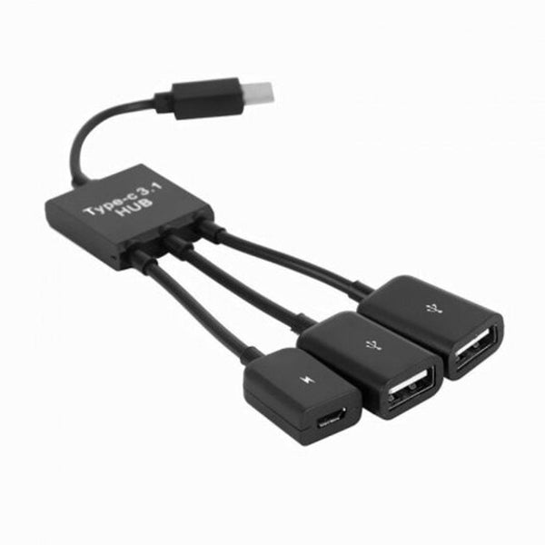 3 In 1 Usb Type C To Hub Cable Adapter Black Cables & Adapters