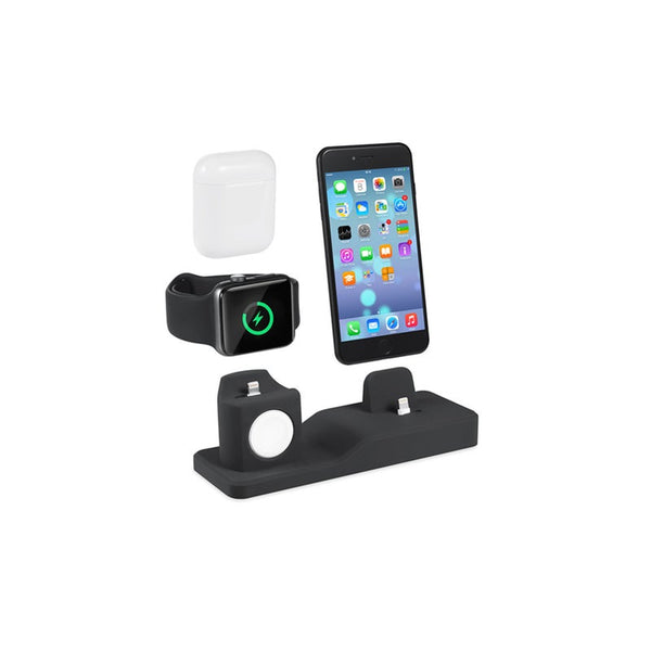 3 In 1 Watch Stand Airpods Charger Wireless Charging Dock Compatible With For Iphone Iwatch Black Chargers & Cradles