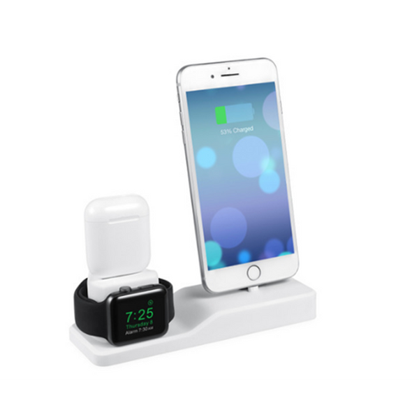 3 In 1 Watch Stand Airpods Charger Wireless Charging Dock Compatible With For Iphone Iwatch White Chargers & Cradles