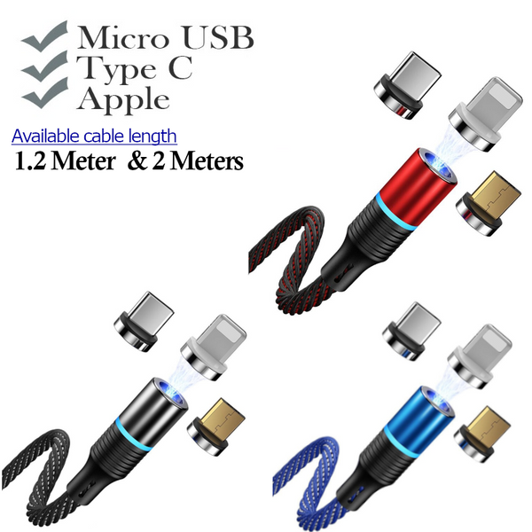 3 In 1 Fast Charging Magnetic Cable Charger For Micro Usb Type Cables & Adapters