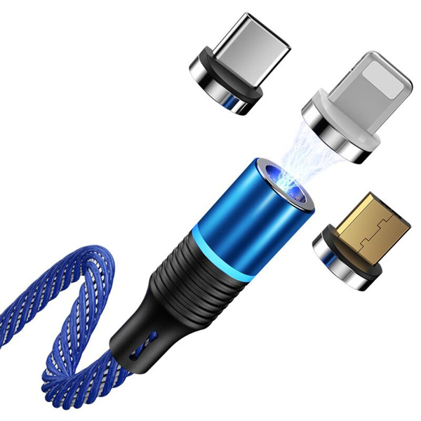 3 In 1 Fast Charging Magnetic Cable Charger For Micro Usb Type Cables & Adapters