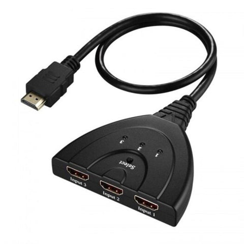 3 In1 Port 1080P Hdmi Auto Switch Hub With Cable Black