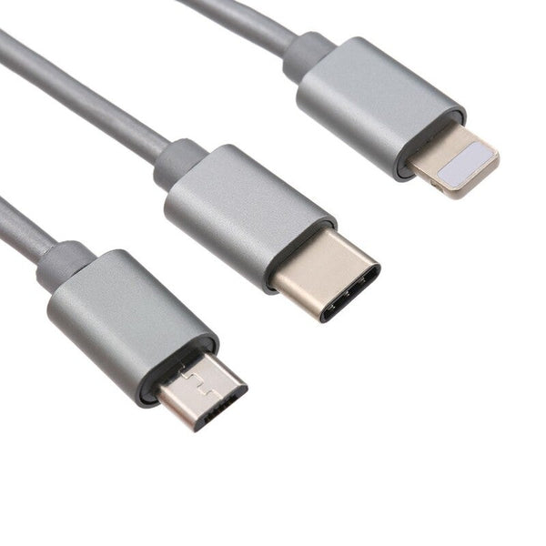 3 In1 Usb Charging Cable For Smart Phones Ipad 1M Gray