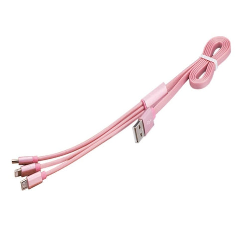 3 In1 Usb Charging Cable For Smart Phones Ipad 1M Rose Golden