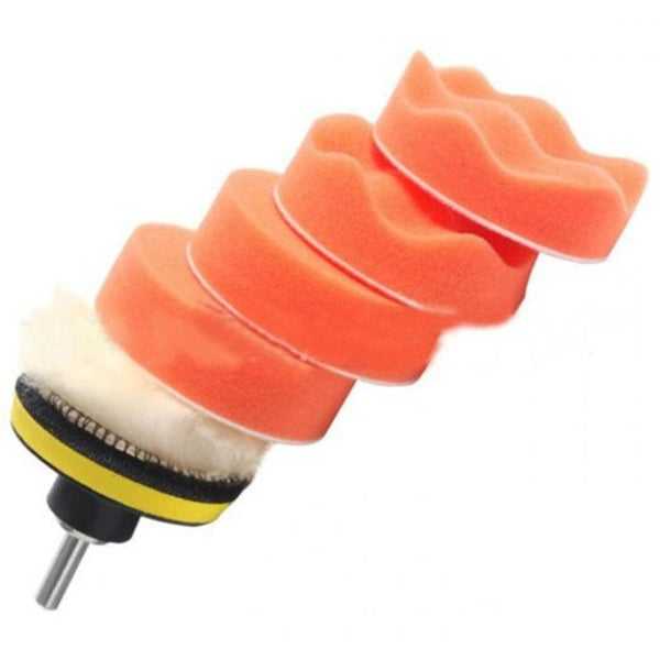 3 Inch Car Polishing Pads Waxing Foam Buffing Sponge Kit For Vehicle Polisher Buffer Waxer Sander 7Pcs Mango Orange