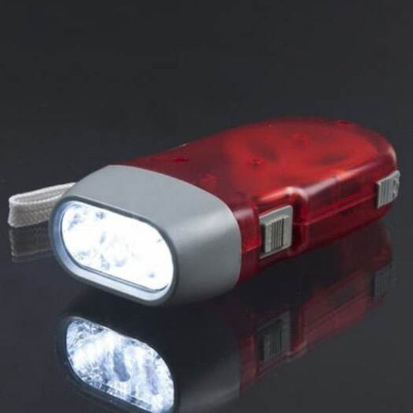3 Led Hand Pressing Dynamo Crank Power Torch Light Red Flashlights