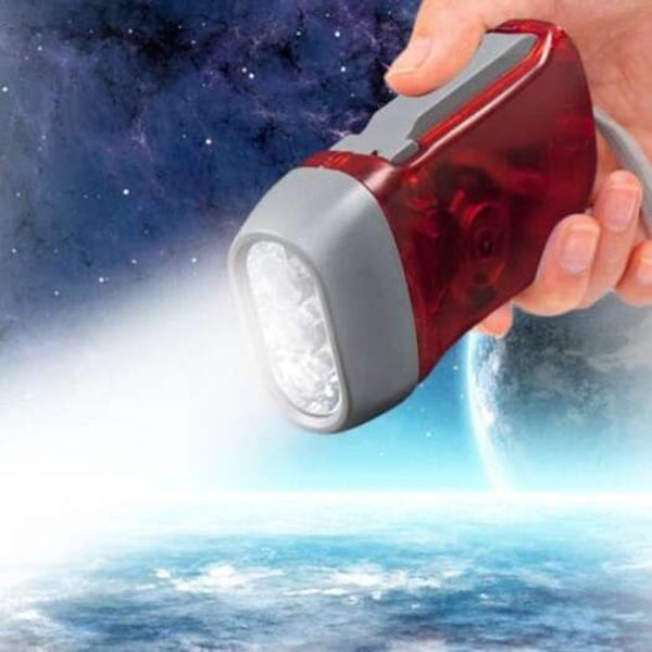 3 Led Hand Pressing Dynamo Crank Power Torch Light Red Flashlights