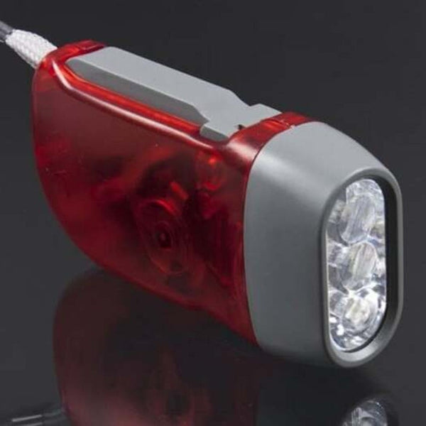3 Led Hand Pressing Dynamo Crank Power Torch Light Red Flashlights