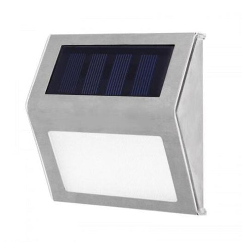 3 Led Solar Stair Light Stainless Steel Pathway Lamp Decor Silver