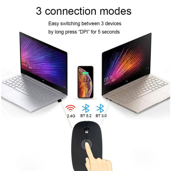 3 Mode 2.4Ghz Wireless Bluetooth In 1 Cordless Mouse 1600 Dpi Ultra Thin Ergonomic Portable Optical Mice Computer Pc Mice Trackballs & Touchpads