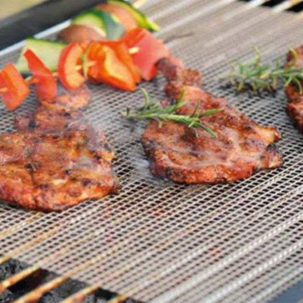 3 Or 6Pcs Bbq Grill Mesh Mat Reusable Sheet Resistant Non Stick Barbecue Bake Barbecue Tools