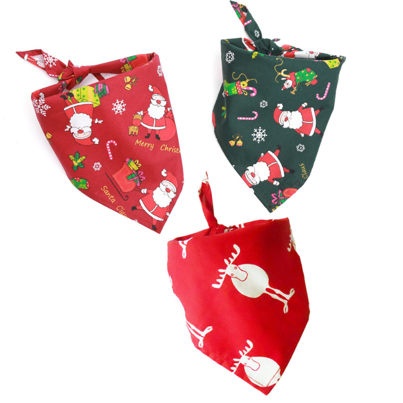 3 Pack Of Legendog Pet Bandana Santa Pattern Triangle Scarf Dog Cat For Christmas Dog Costumes