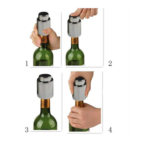 Kitchenware 3 Pack Push Wine Cork Stainless Steel Vacuum Sealed Bottle Stopper Bottle Stoppers