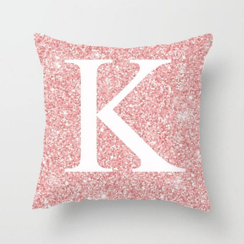 3 Pcs 45 X 45Cm Pink Metal Letter Peach Skin Pillowcases Decorative Cushion Cover Home Decoration