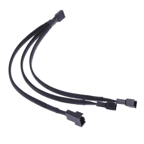 3 Pcs 4Pin 1 To Ways Extender Cable Pwm Fan Splitter Black Sleeved Extension For Cpu Or Computer Case