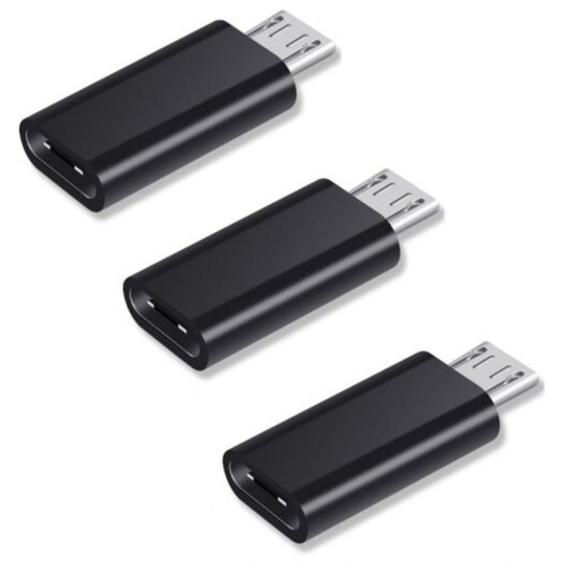 3 Pcs Type C Usb To Micro Adapter Converter Data Sync Charging Connector Black Cables & Adapters
